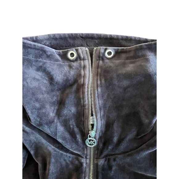MICHAEL KORS Velour Brown Track Jacket Womens Sz M Full Zip High Neck - Picture 4 of 9